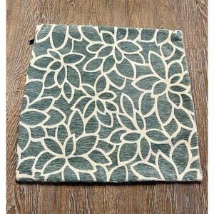 Pier One Pillow Cover Floral Teal Ivory 19x19